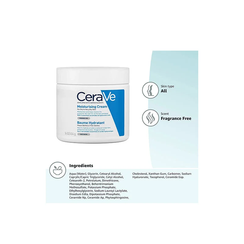 CeraVe-Moisturising-Cream-454ml-3 Body Care, Dryness, Lotions & Creams, Skin, Skin Treatment, Treatment, Japan Mart
