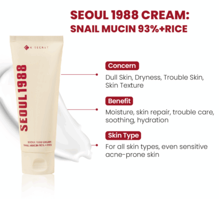 K-SECRET SEOUL 1988 Cream : Snail Mucin 93% + Rice, Snail Mucin 93% + Rice cream, SEOUL 1988 Cream Snail Mucin 93% + Rice, SEOUL 1988 Cream, Japan, Japan Mart