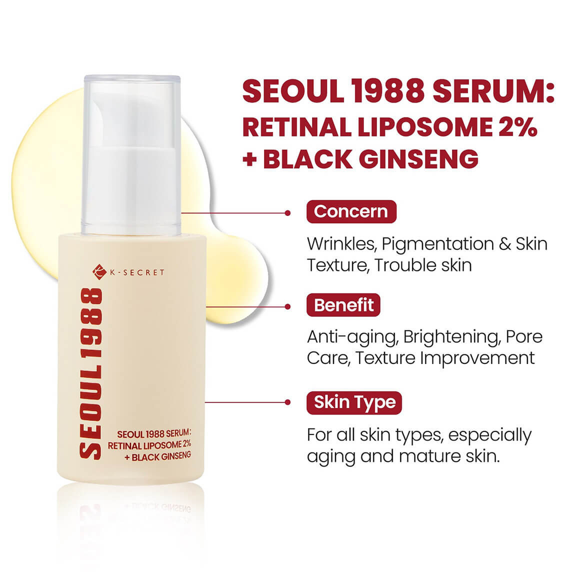 K-SECRET-SEOUL 1988 Serum Retinal Liposome 2% + Black Ginseng 30ml-1 K-SECRET-SEOUL 1988 Serum Retinal Liposome 2% + Black Ginseng, SEOUL 1988 Serum Retinal Liposome 2% + Black Ginseng, K-SECRET-SEOUL 1988 Serum, K-SECRET, SEOUL 1988 Serum Retinal, Japan, Japan Mart